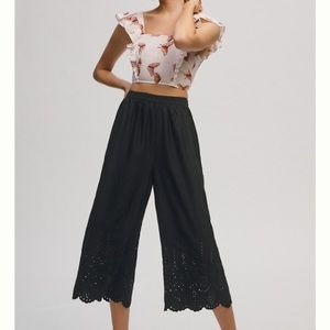 By Anthropologie Wide-Leg Eyelet Crop Pants- brand new with tags